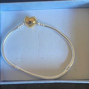Elegant Silver Bracelet with Gold Heart Charm